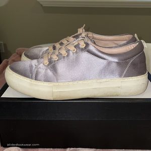 Grey satin J Slides NYC Sneakers